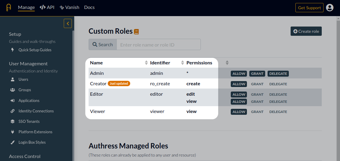 Role Configuration